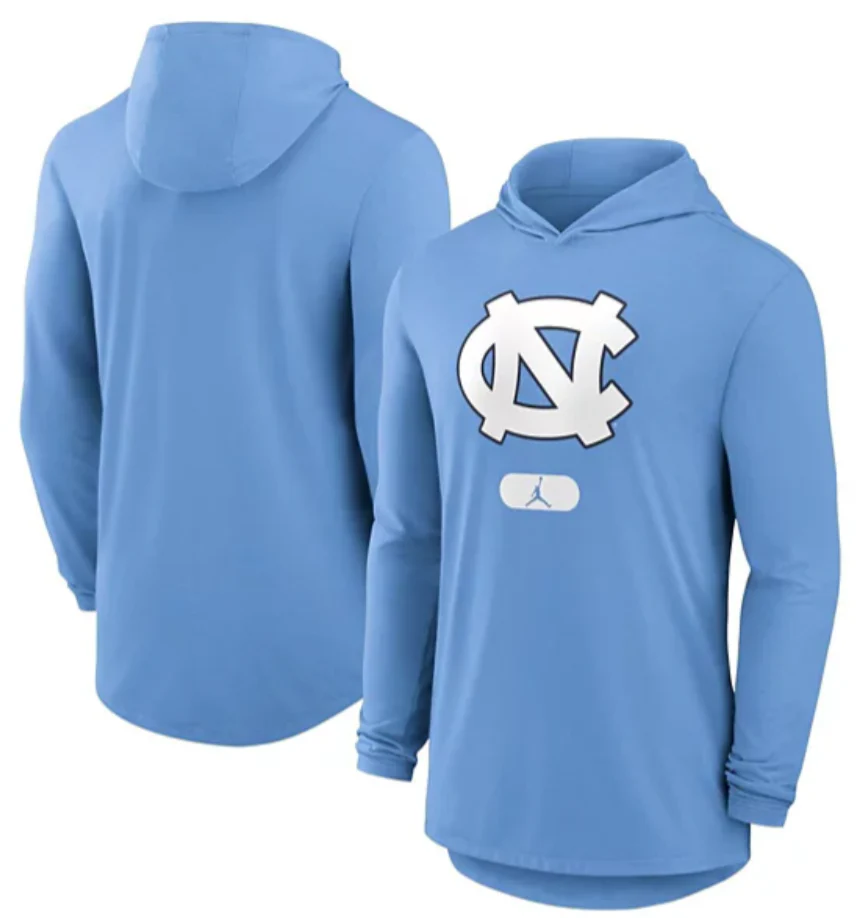 Men's North Carolina Tar Heels Jumpman Valor Blue Nike Long Sleeve Hooded Tee