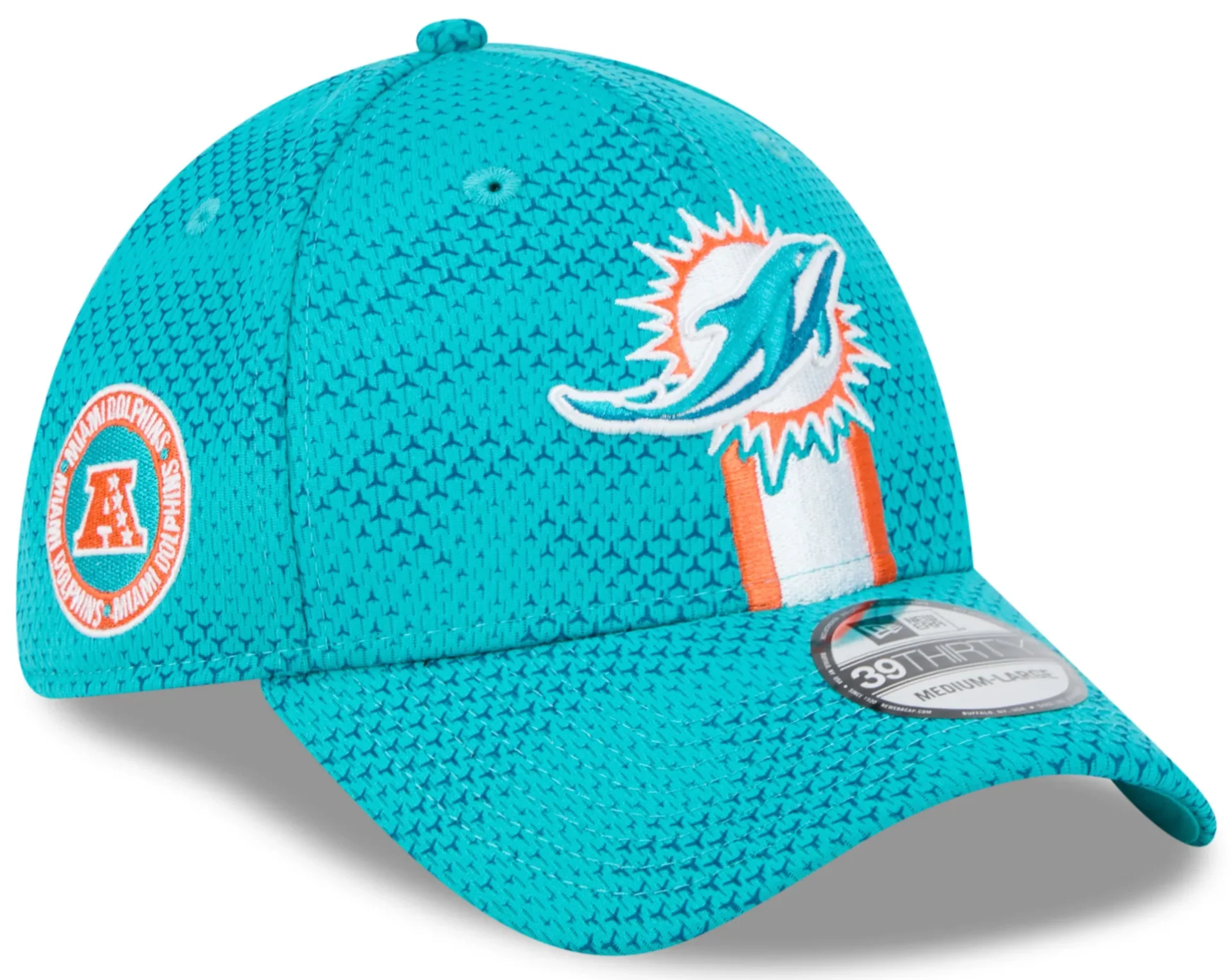 Men's Miami Dolphins New Era 2024 Sideline Aqua 39THIRTY Flex Hat