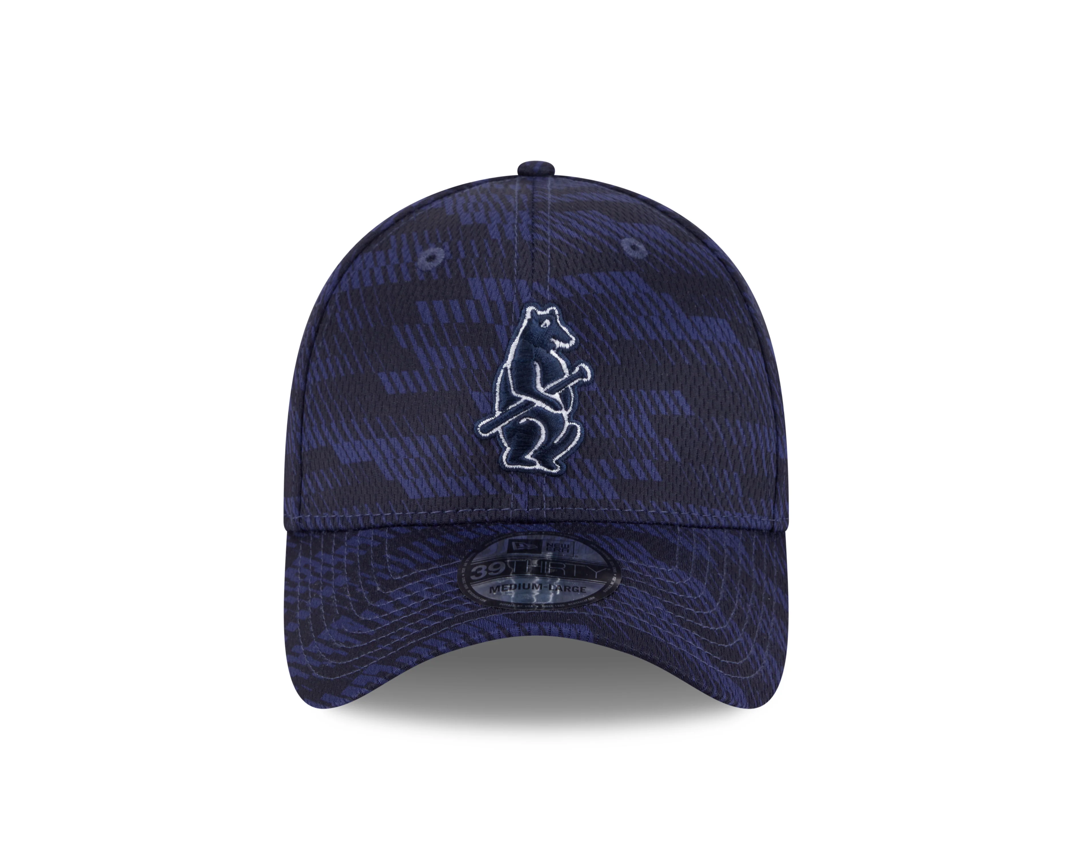 Chicago Cubs Navy 2025 Clubhouse 1914 Bear Alternate New Era 39THIRTY Flex Hat