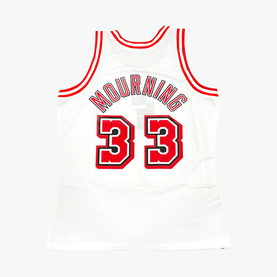 Miami Heat Alonzo Mourning Mitchell & Ness NBA Mens Hardwood Classics White Swingman Jersey