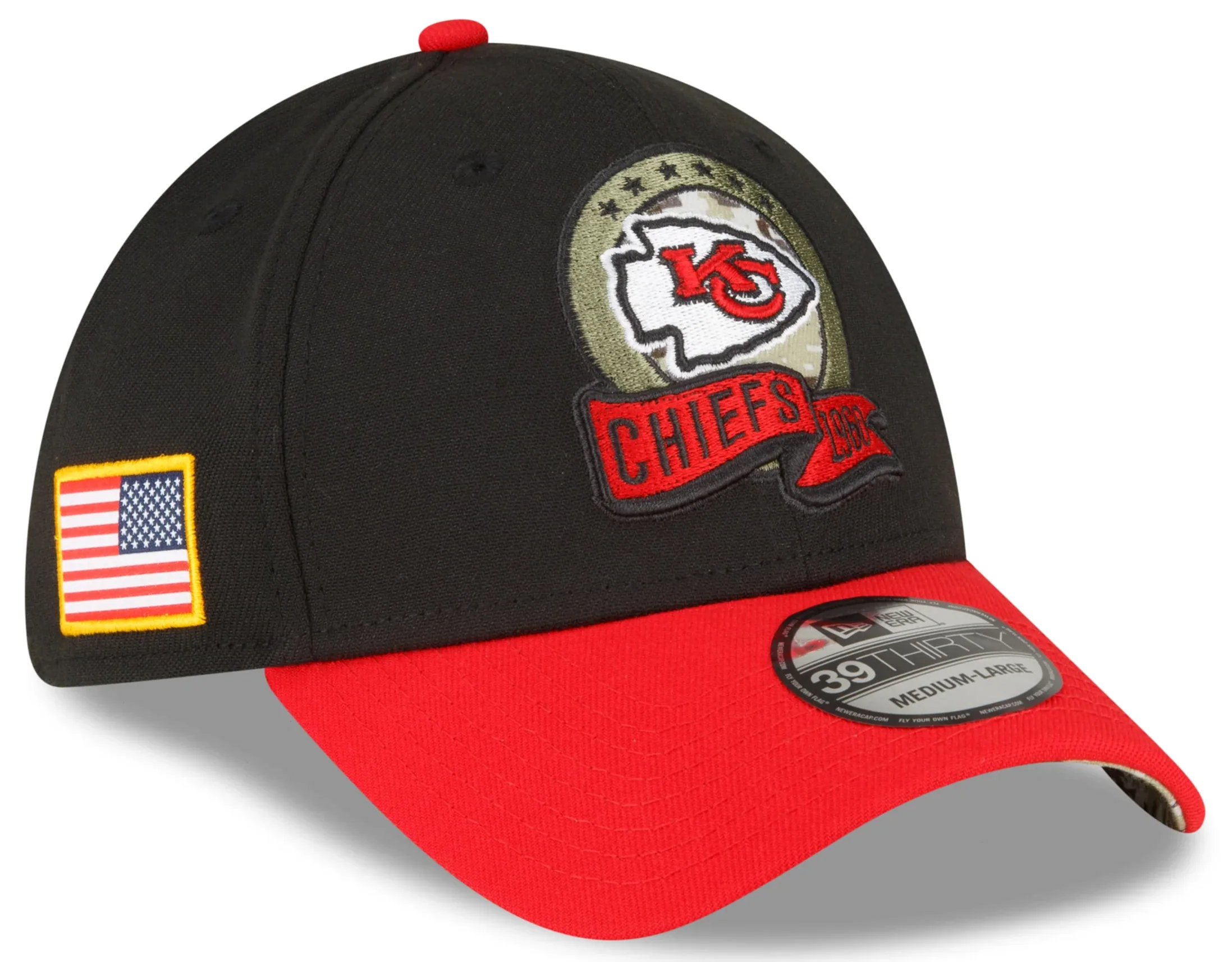 Men's Kansas City Chiefs New Era Black 2022 Salute to Service 39THIRTY Flex Hat