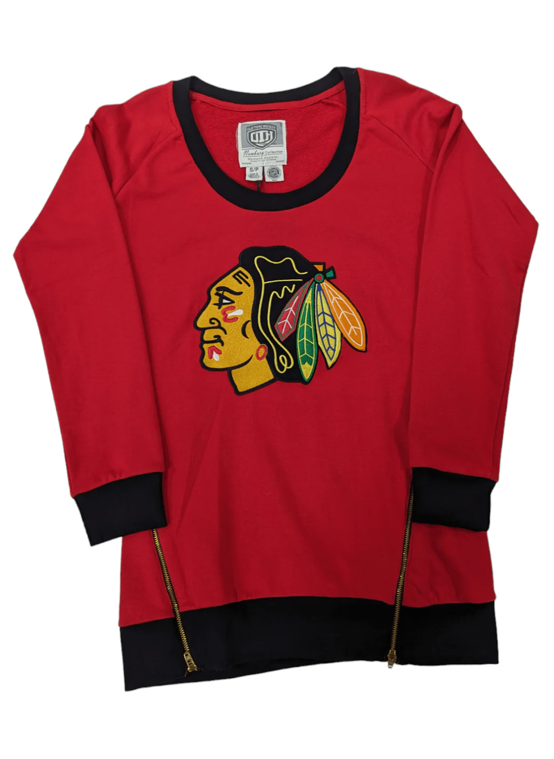 Women's Chicago Blackhawks Old Time Hockey Red Sydney Crewneck Sweatshirt