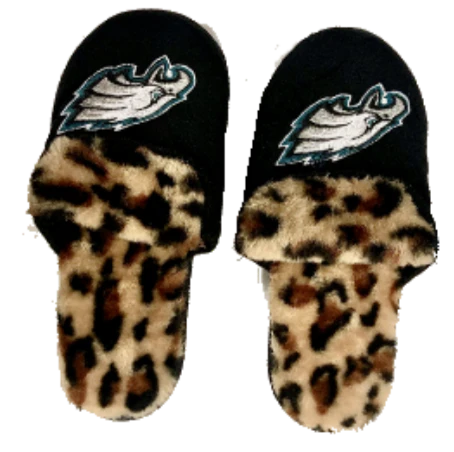 Women's Philadelphia Eagles Leopard Print Sherpa Slide Slippers