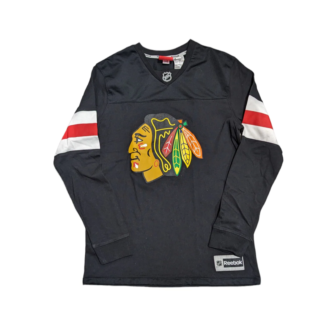 Youth Chicago Blackhawks Long Sleeve Reebok Black Jersey Tee