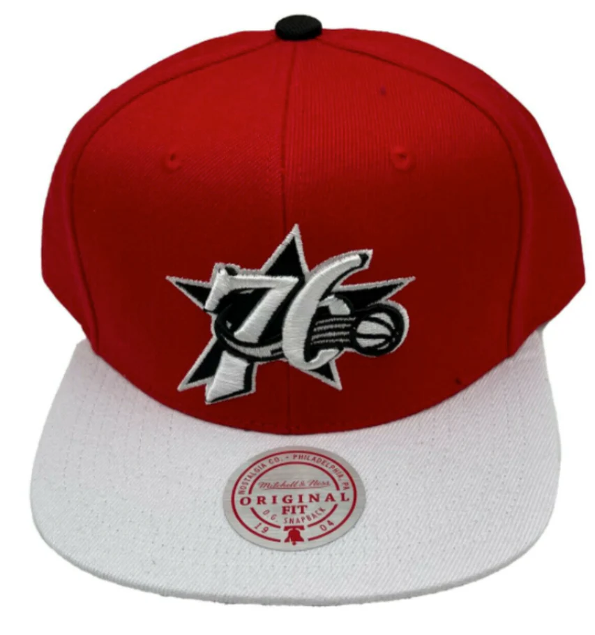 Men's Philadelphia 76ers NBA Cardinal Red 2 Tone HWC Mitchell & Ness Snapback Hat