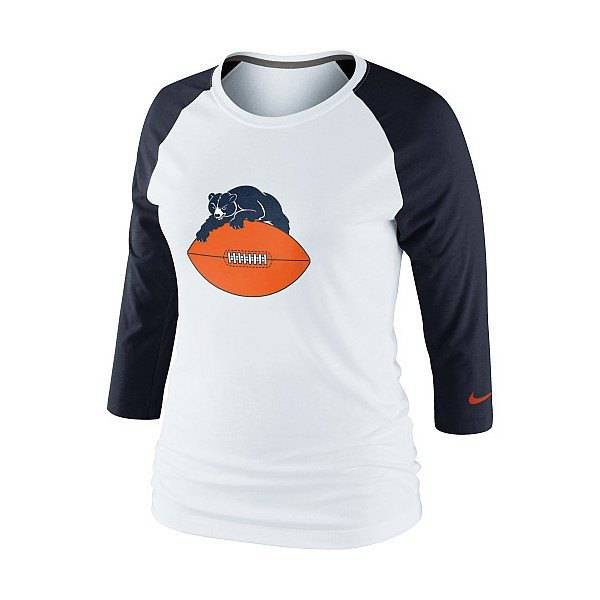 Women's Nike Chicago Bears Retro 3rd 'N Long Raglan 3/4 Sleeve T-Shirt