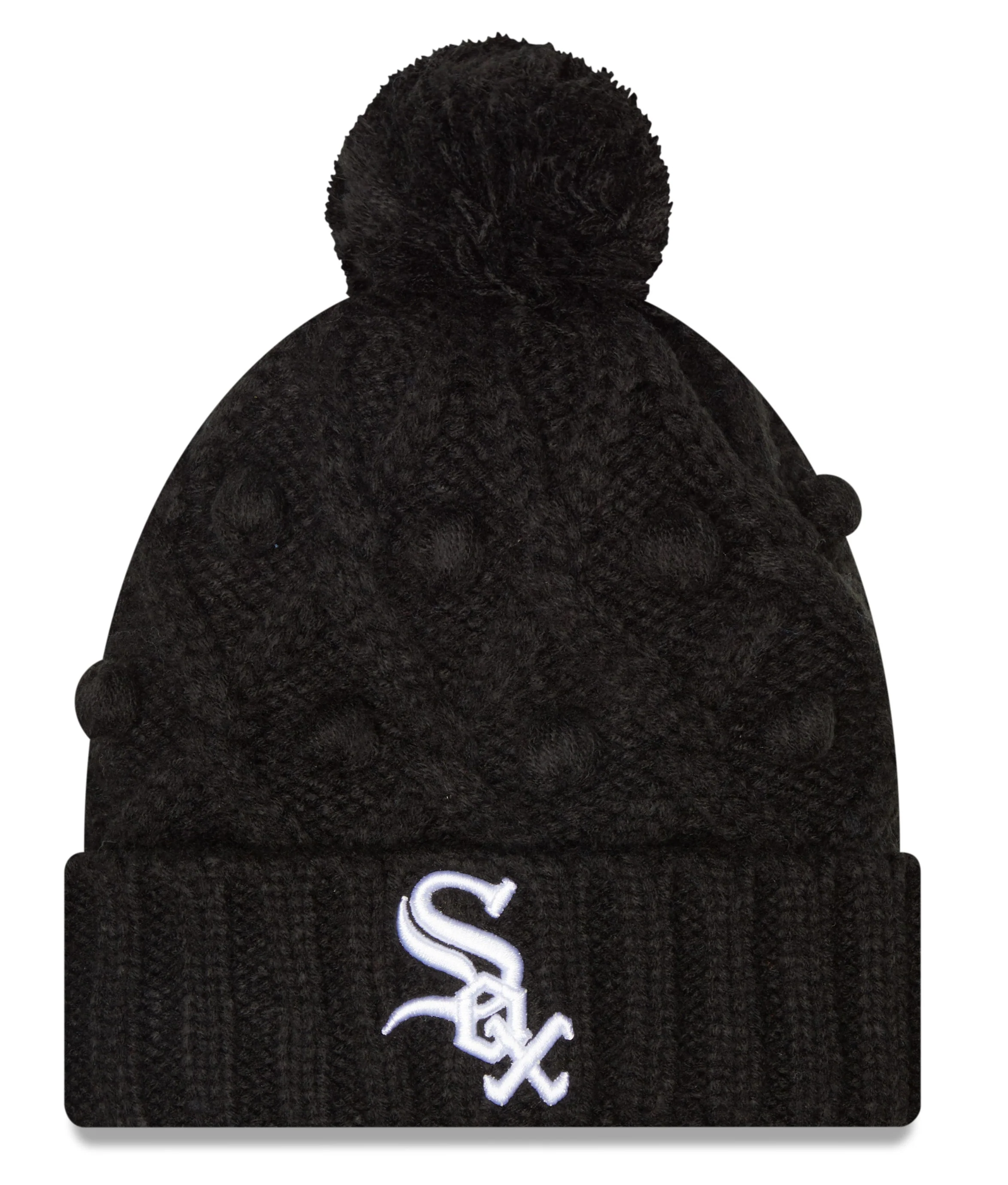 Women's Chicago White Sox New Era Black Toasty Cuffed Pom Knit Hat