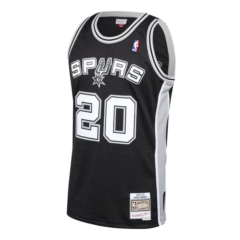 Men's San Antonio Spurs Manu Ginobili Mitchell & Ness Black 2002-03 Hardwood Classics Swingman Jersey
