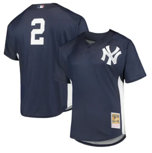 Men's Derek Jeter New York Yankees Mitchell & Ness Navy 2009 Authentic Batting Practice Jersey