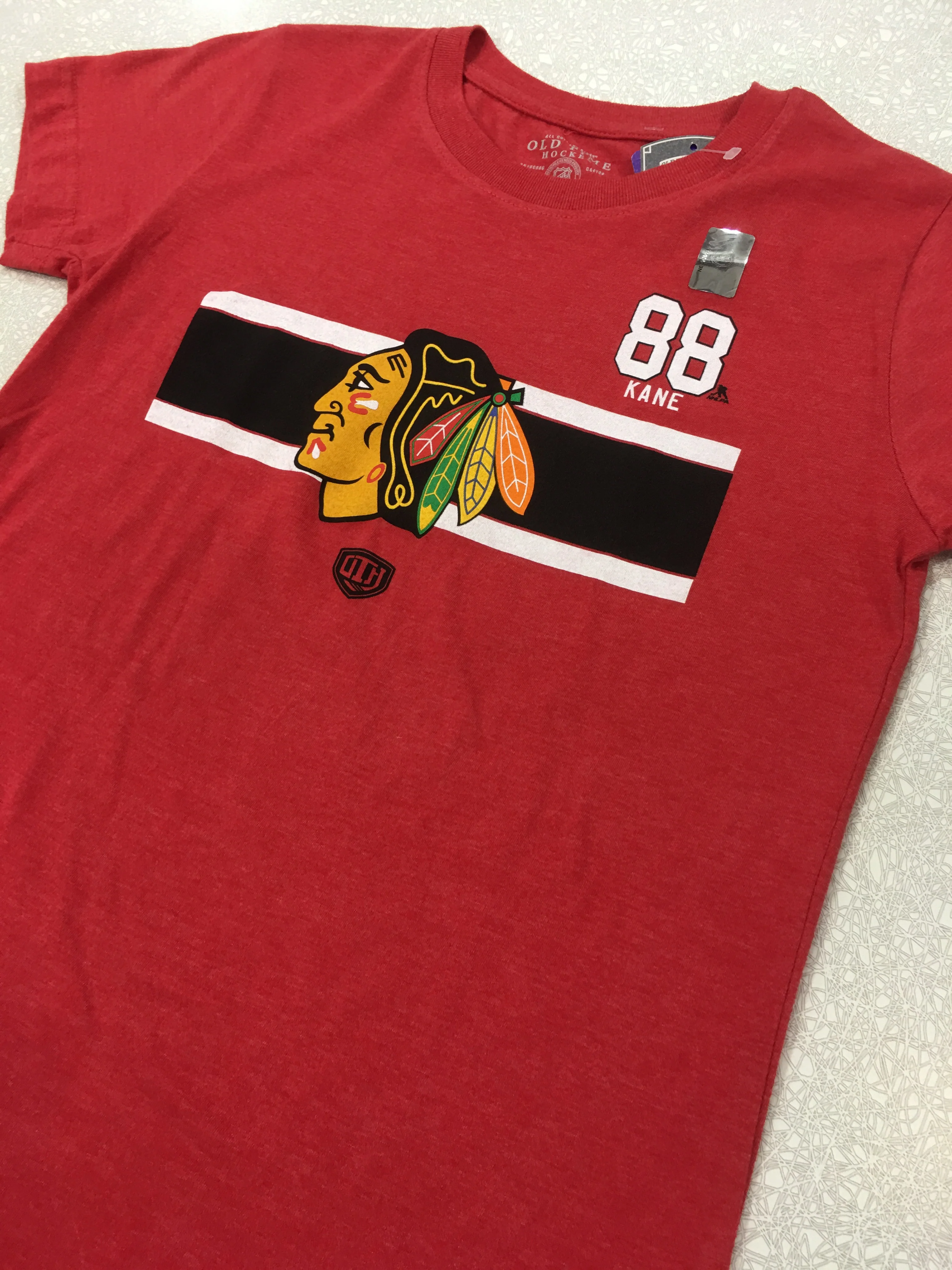 Women's Chicago Blackhawks Patrick Kane Stripes Player T-Shirt