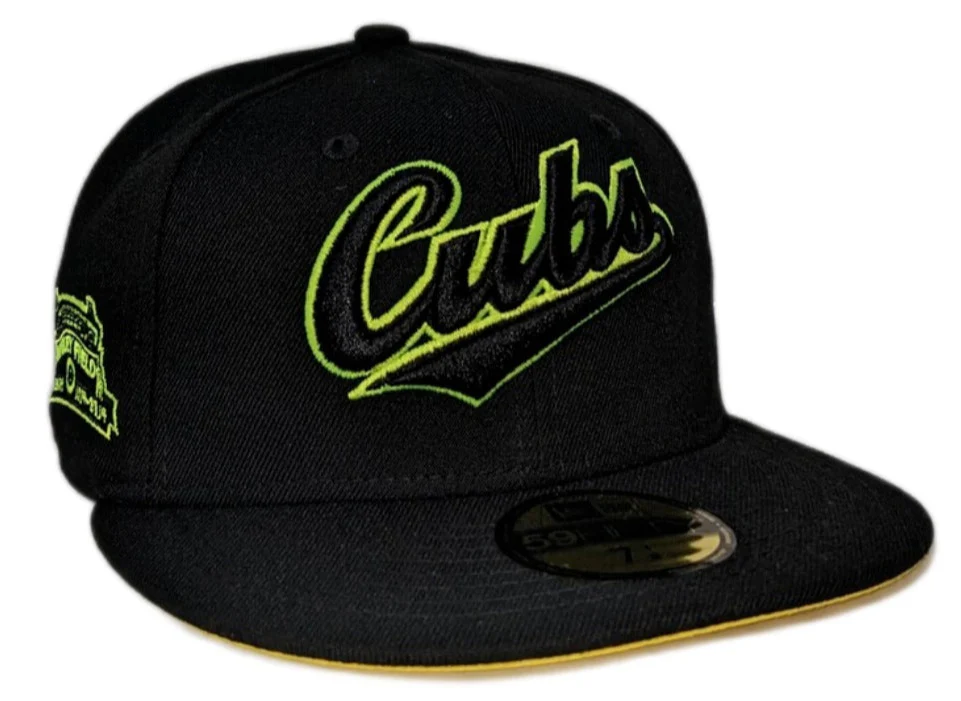 Chicago Cubs New Era Cooperstown Collection Gotham Black & Yellow 59FIFTY Fitted Hat