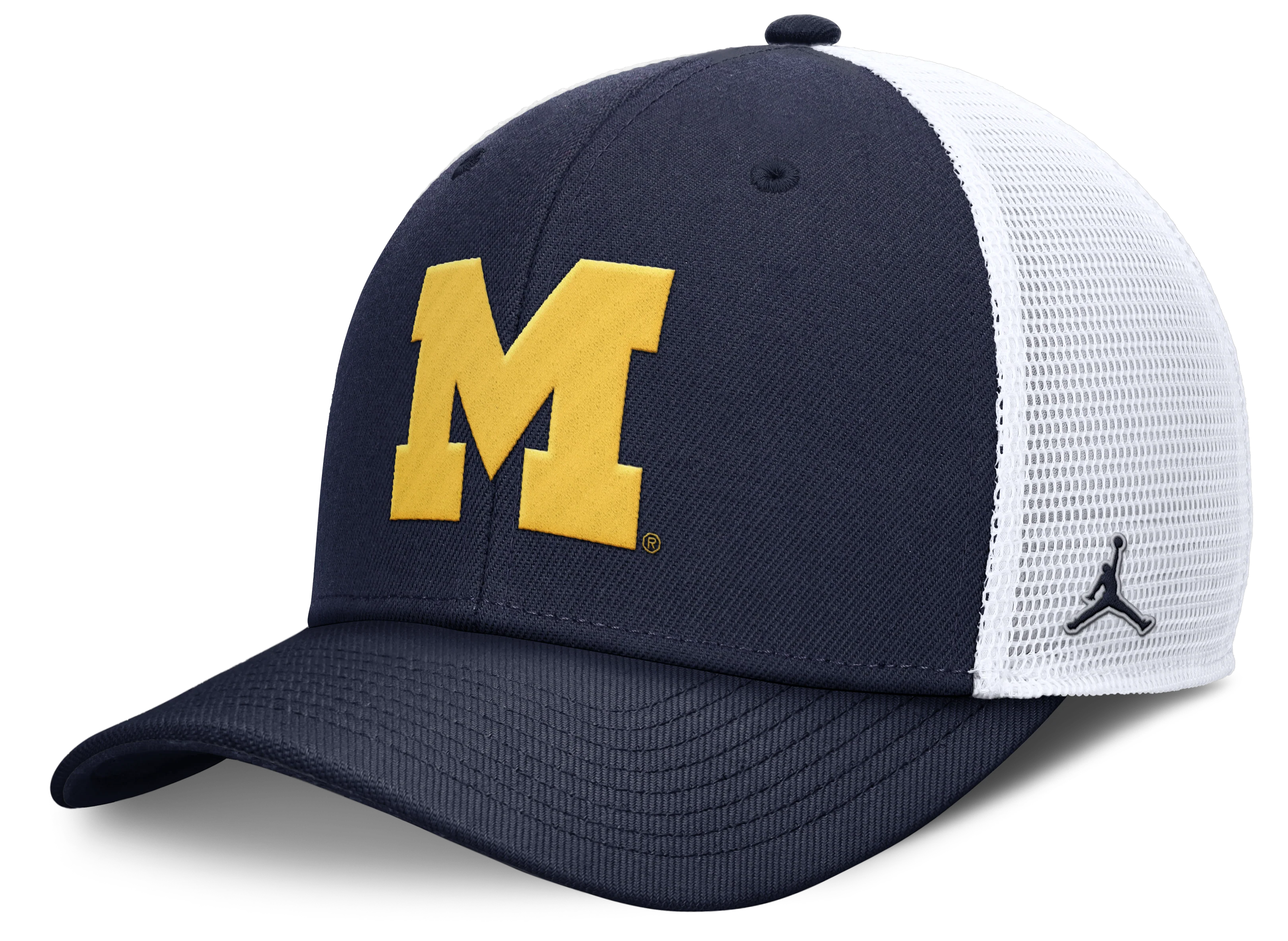 Michigan Wolverines Jumpman Club Navy Adjustable Snapback Trucker Hat