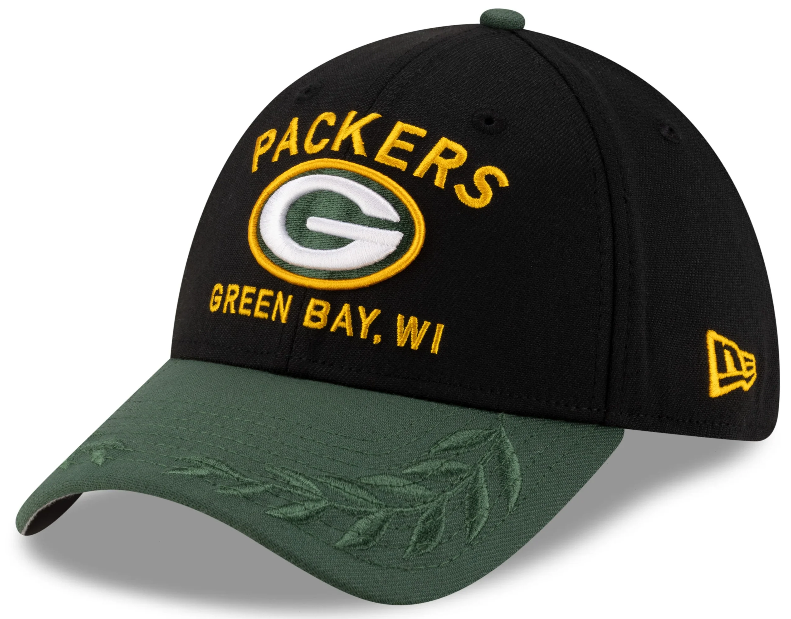 Men's Green Bay Packers New Era 2025 NFL Draft Black 39THIRTY Flex Fit Hat