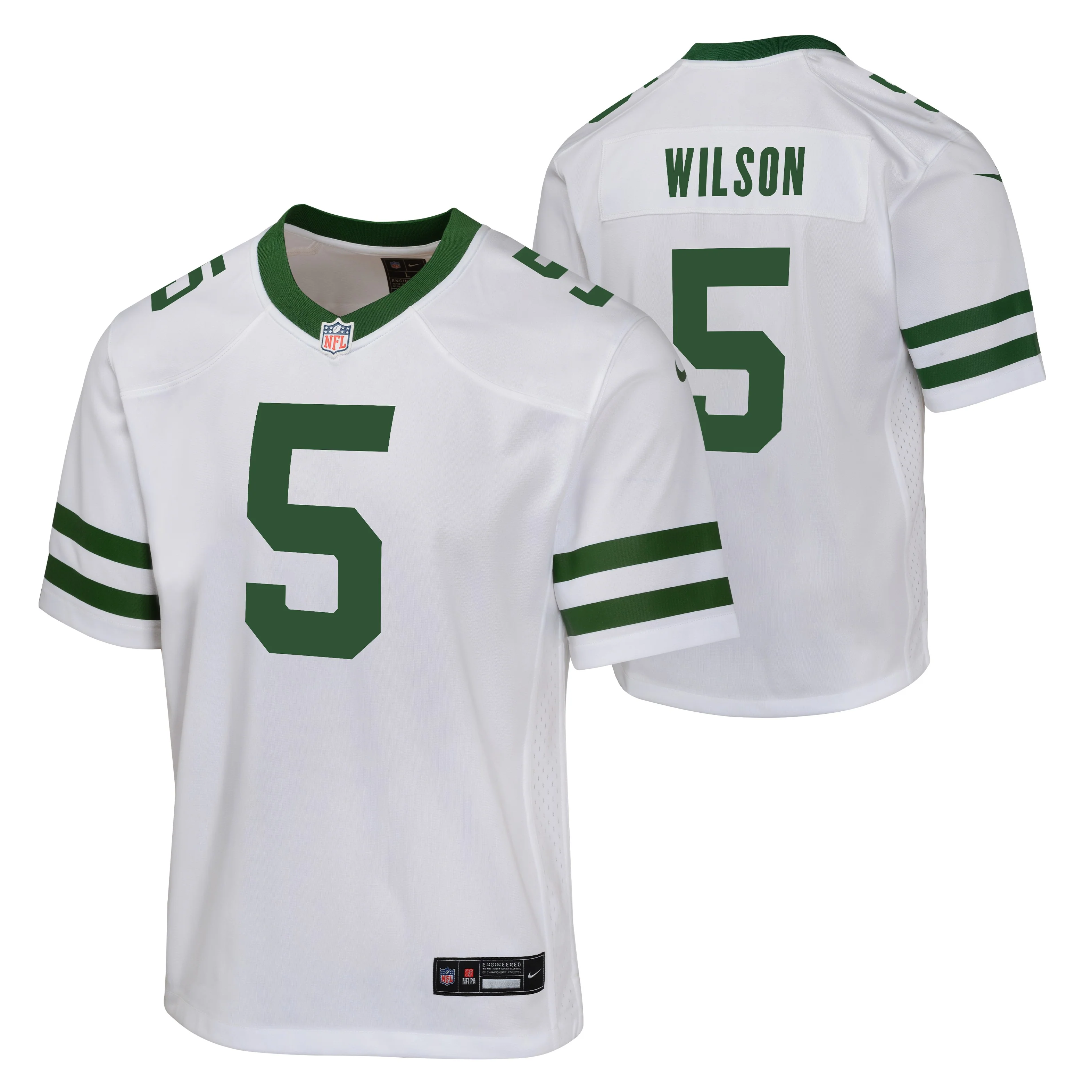 Youth Garrett Wilson New York Jets Nike White Road Game Replica Jersey