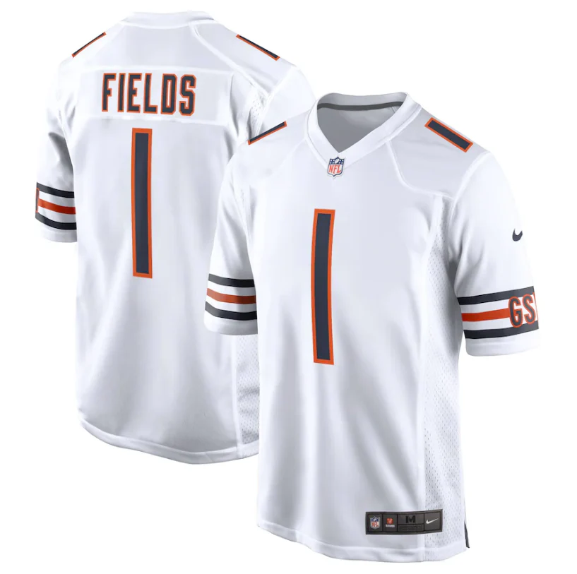 Chicago Bears Justin Fields Mens Nike White Replica Game Jersey