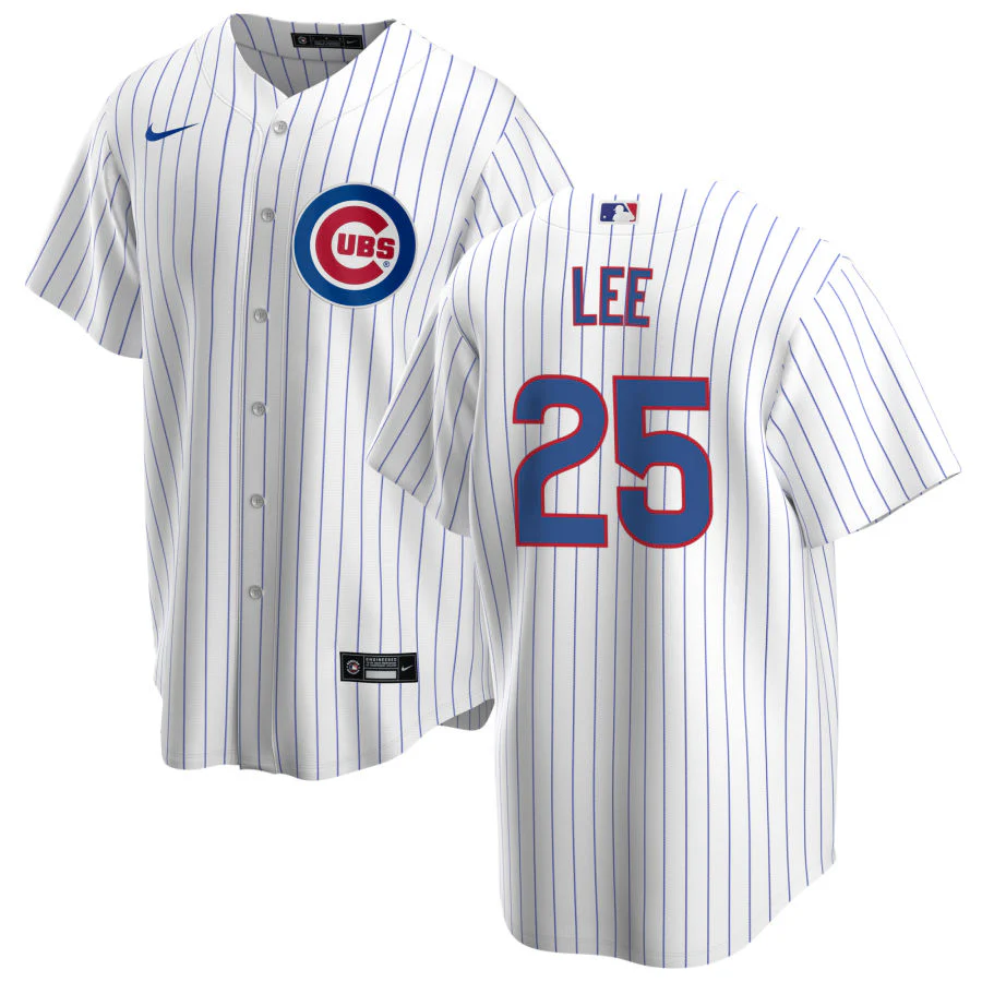 NIKE Men's Derrek Lee Chicago Cubs Premium Twill White Home Replica Jersey