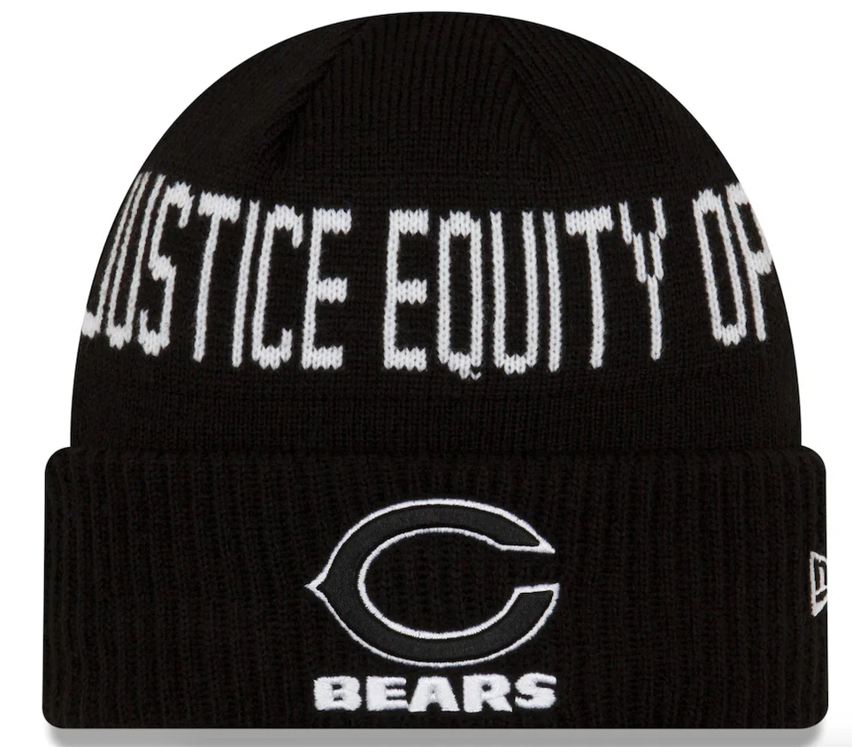 Men's New Era Black Chicago Bears Team Social Justice Cuffed Knit Hat-