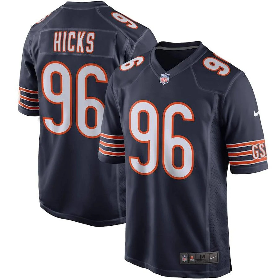 Chicago Bears Akiem Hicks Mens Nike Navy Replica Game Jersey