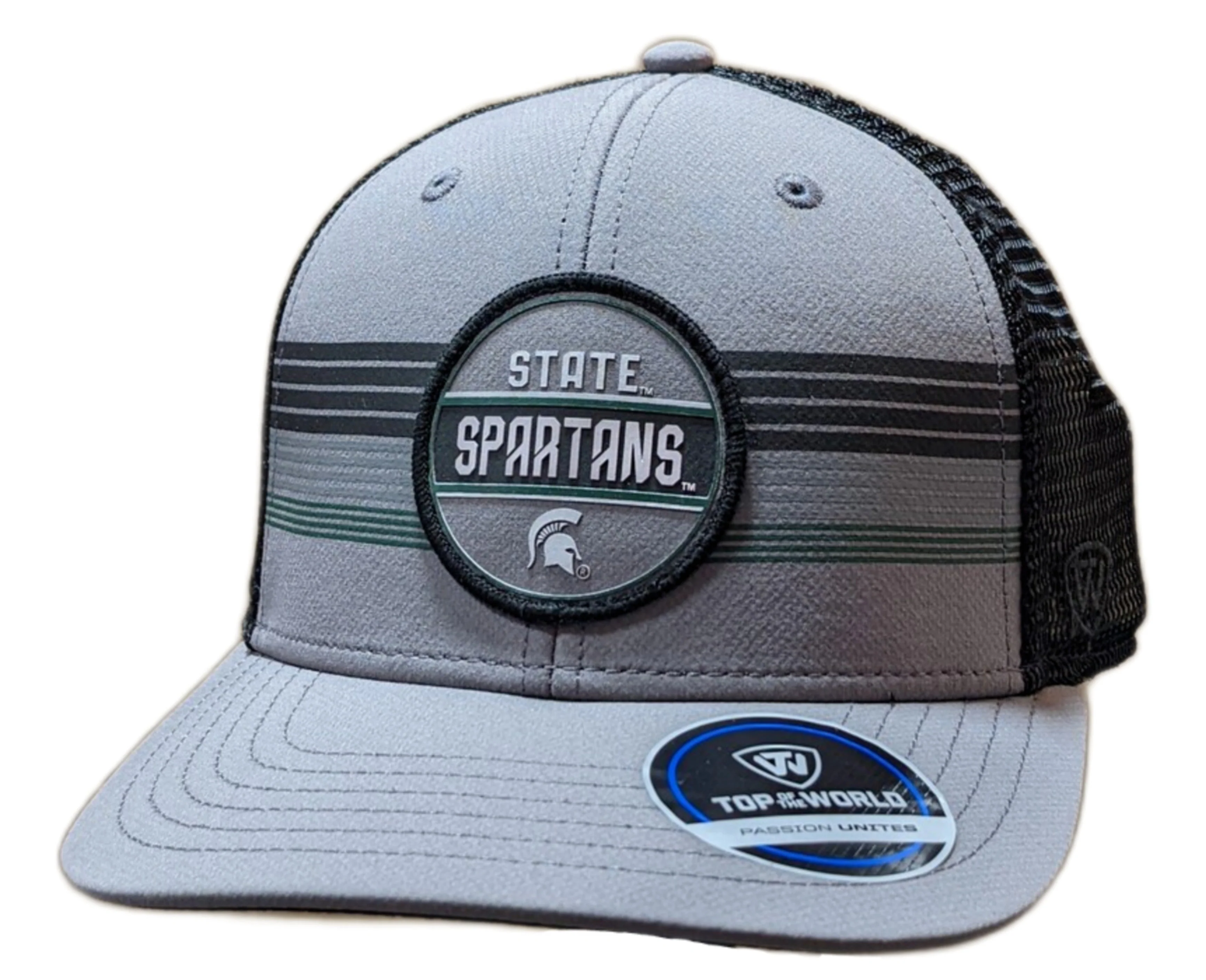 Michigan State Spartans Top of the World Gray/Black Trucker Adjustable Snapback Hat