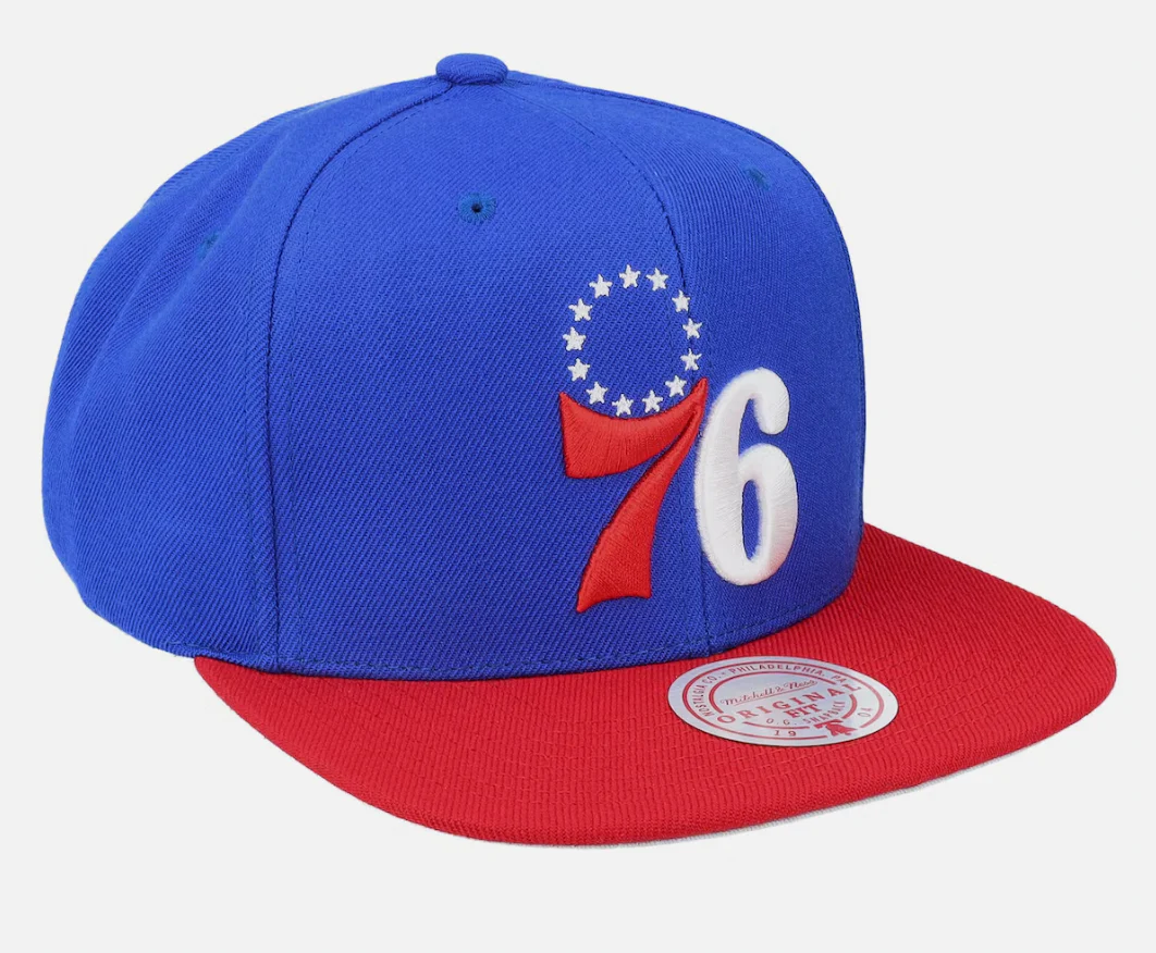 Philadelphia 76ers 2-Tone Blue/Red 2.0 Snapback Hat By Mitchell And Ness