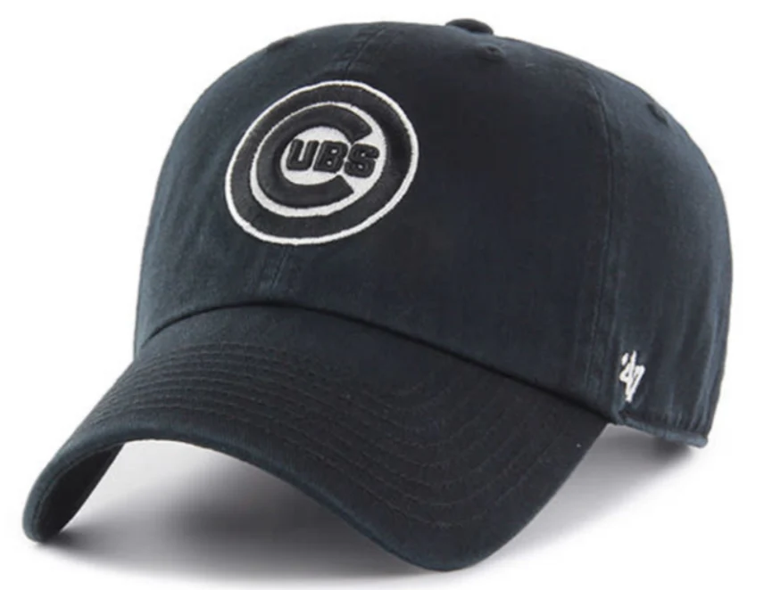 Chicago Cubs MLB Black Bullseye Logo 47 Clean Up Strapback Cap