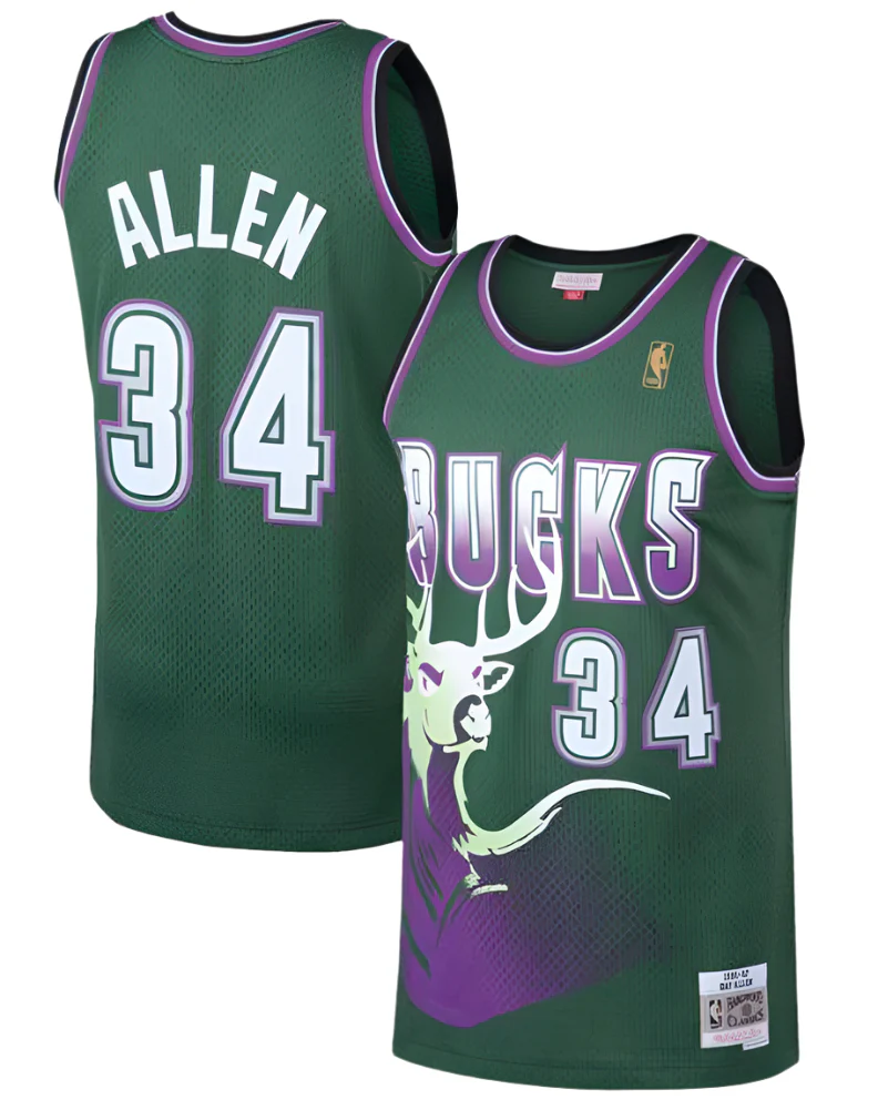 Men's Milwaukee Bucks Ray Allen Mitchell & Ness Kelly Green 1996-97 Hardwood Classics Swingman Jersey