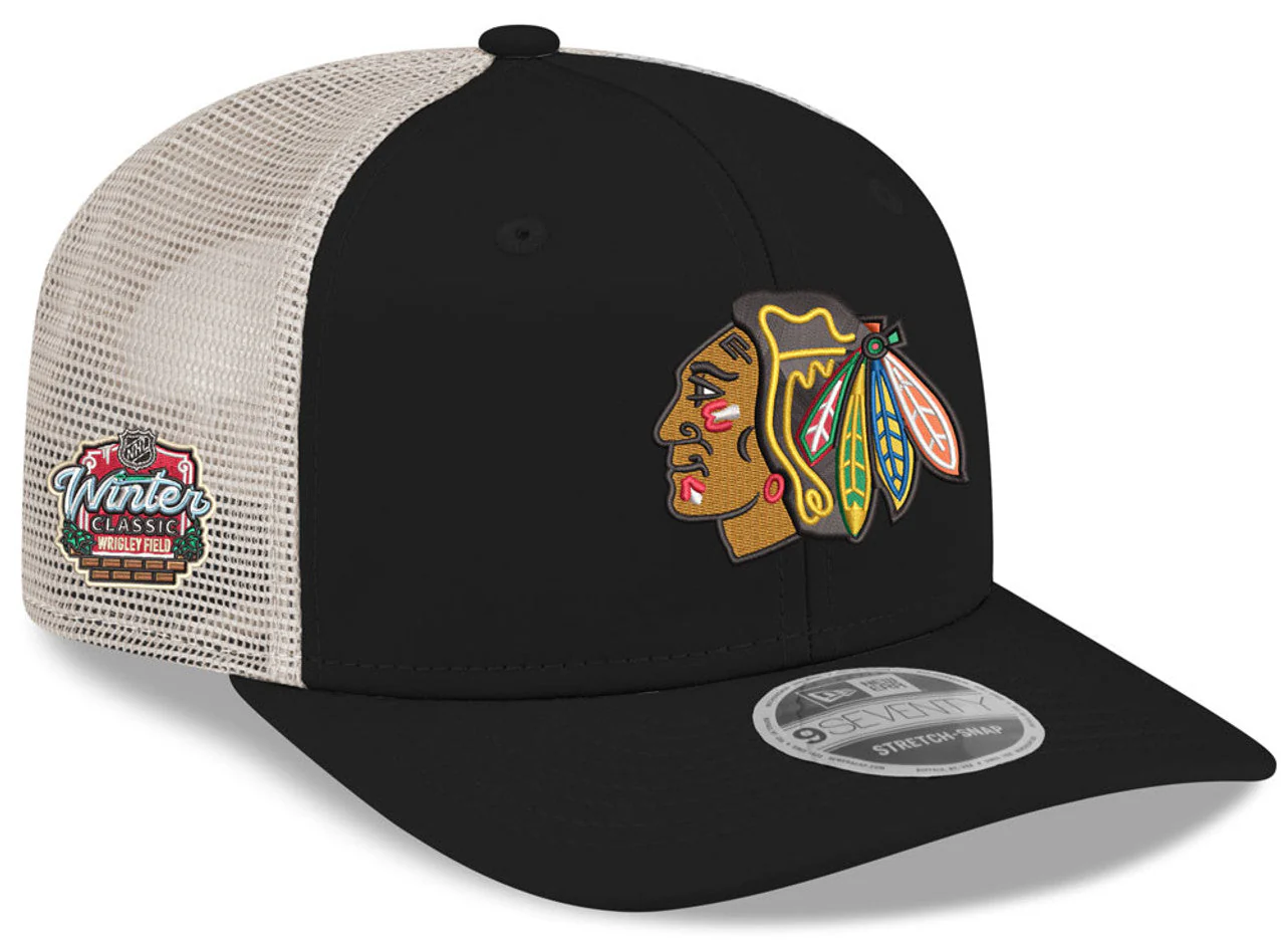 Men's Chicago Blackhawks New Era Black/Stone 2025 Winter Classic 9SEVENTY Trucker Hat