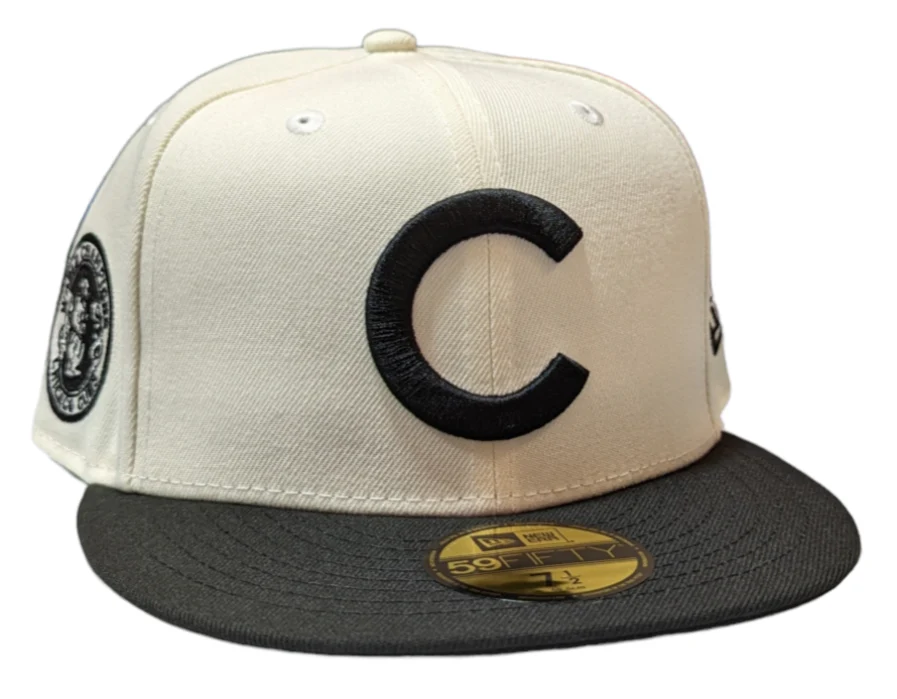 Chicago Cubs 1908 World Series Champions 2 Tone Chrome & Black New Era 59FIFTY Fitted Hat