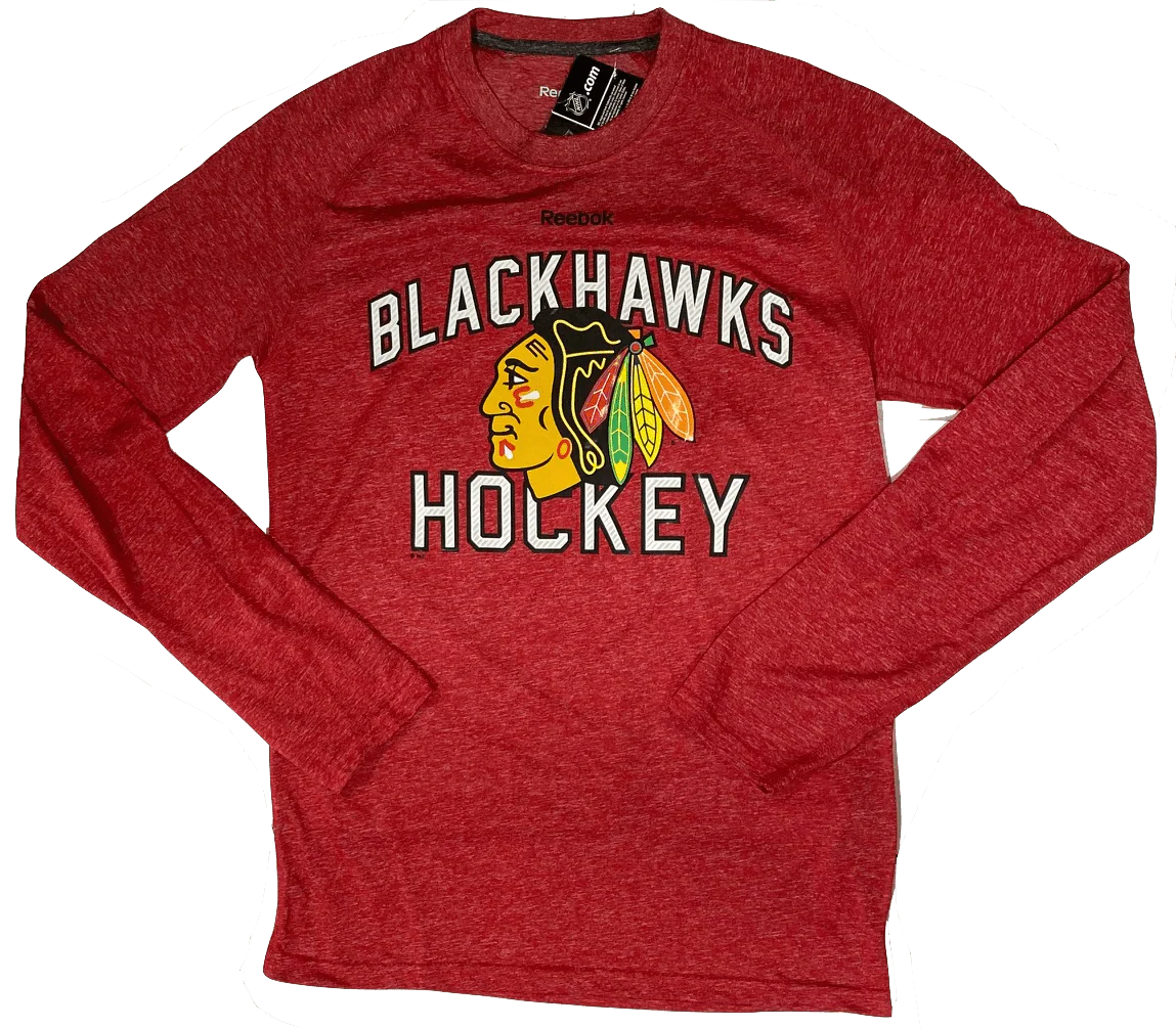 Reebok Chicago Blackhawks NHL Red Open Net Adult Long Sleeve Shirt