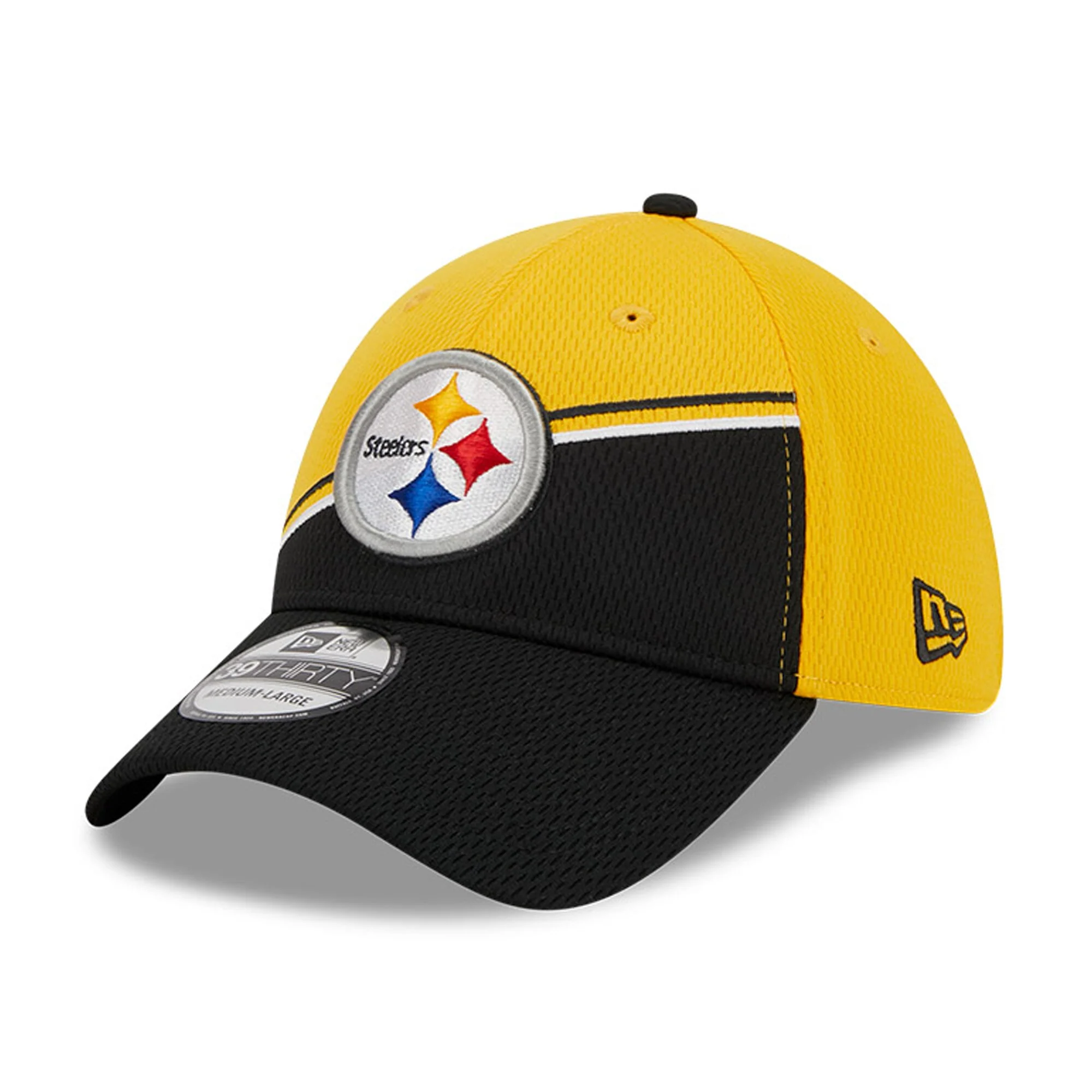 Men's Pittsburgh Steelers Primary Logo New Era Yellow/Black 2023 Sideline 39THIRTY Flex Hat