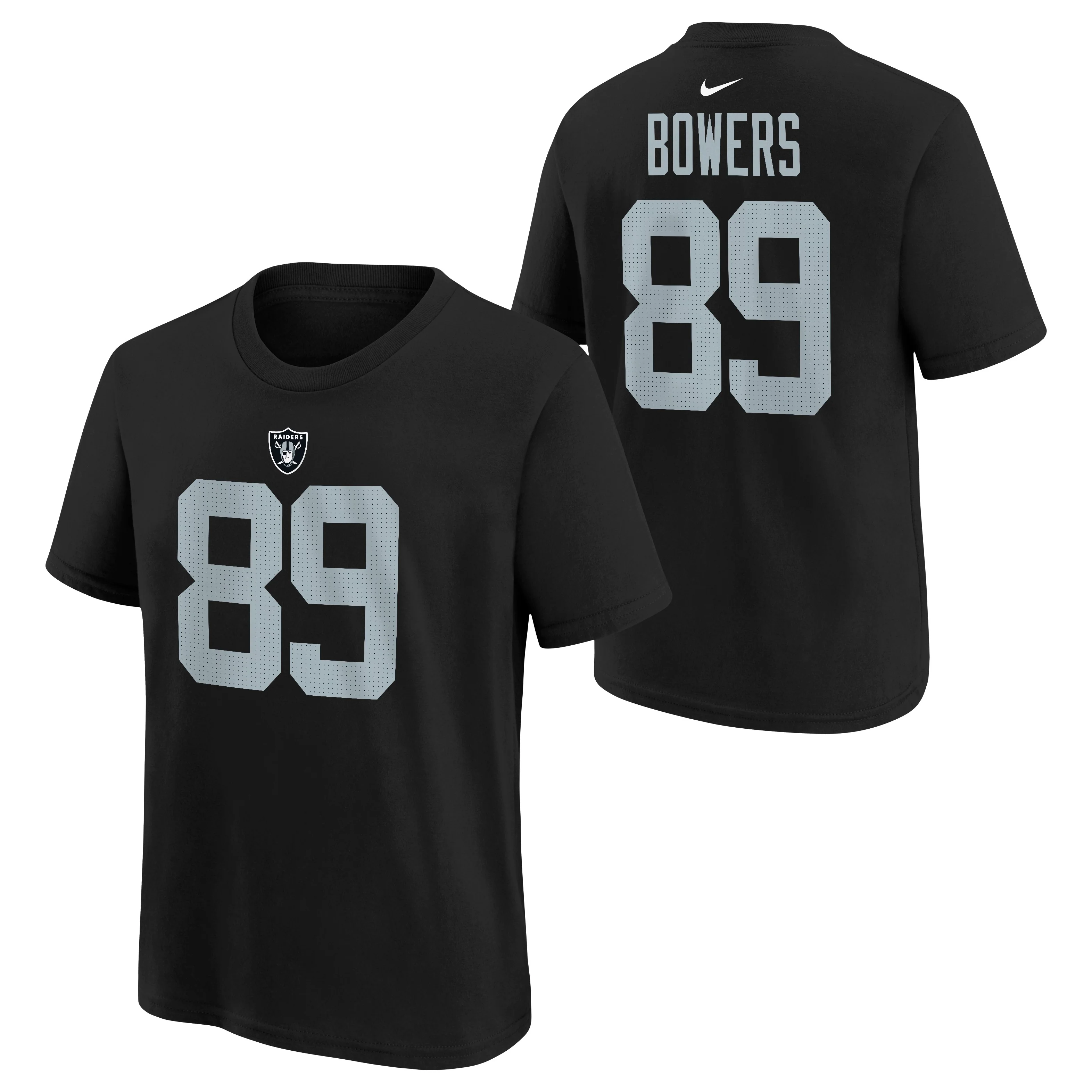 Youth Brock Bowers Las Vegas Raiders Nike Black FUSE Name and Number Tee