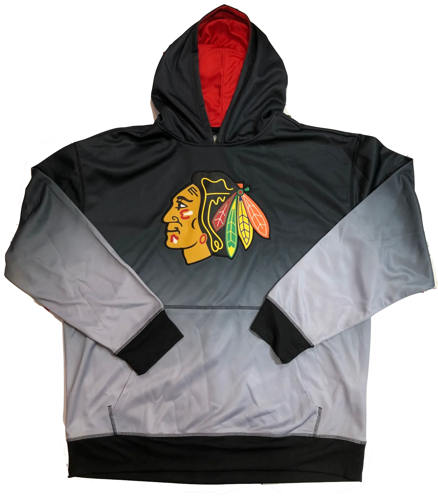 Men's Chicago Blackhawks Scout Black Sublimated Polyester Black Hoody Old Time Hockey