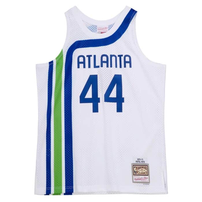 Men's Atlanta Hawks Pete Maravich Mitchell & Ness White 1971-72 Hardwood Classics Swingman Jersey
