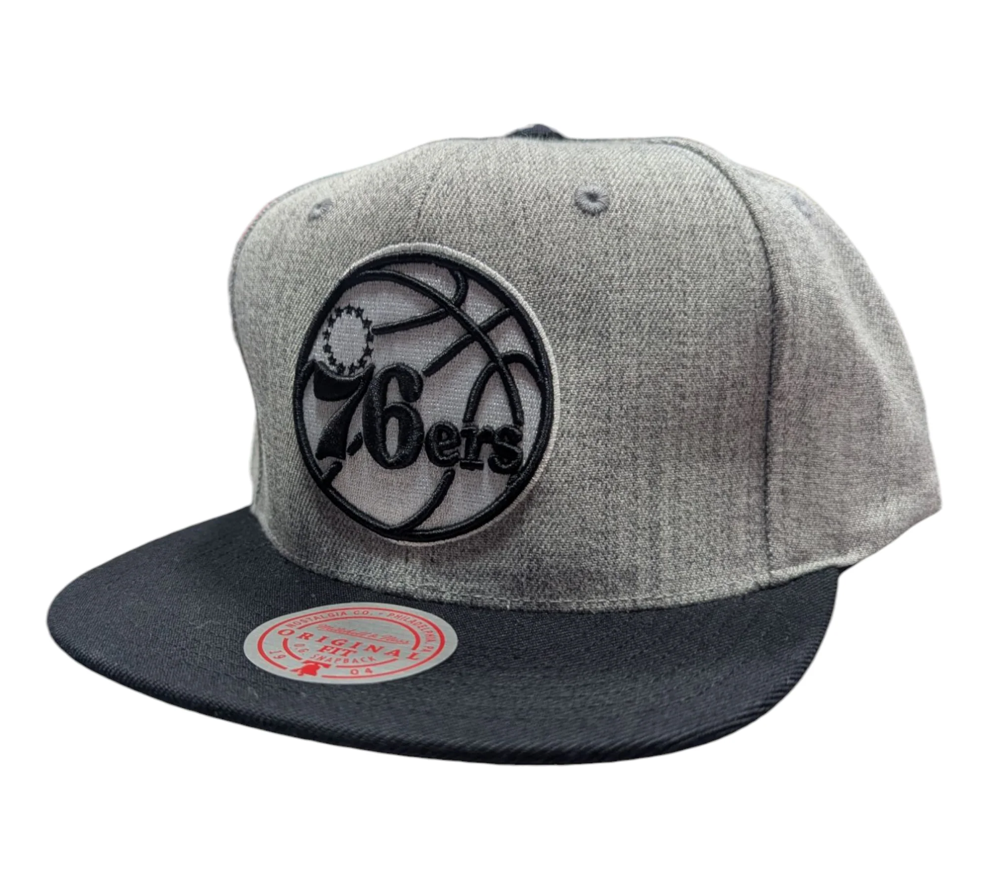 Philadelphia 76ers Mitchell & Ness Grey Black Pop Snapback Hat