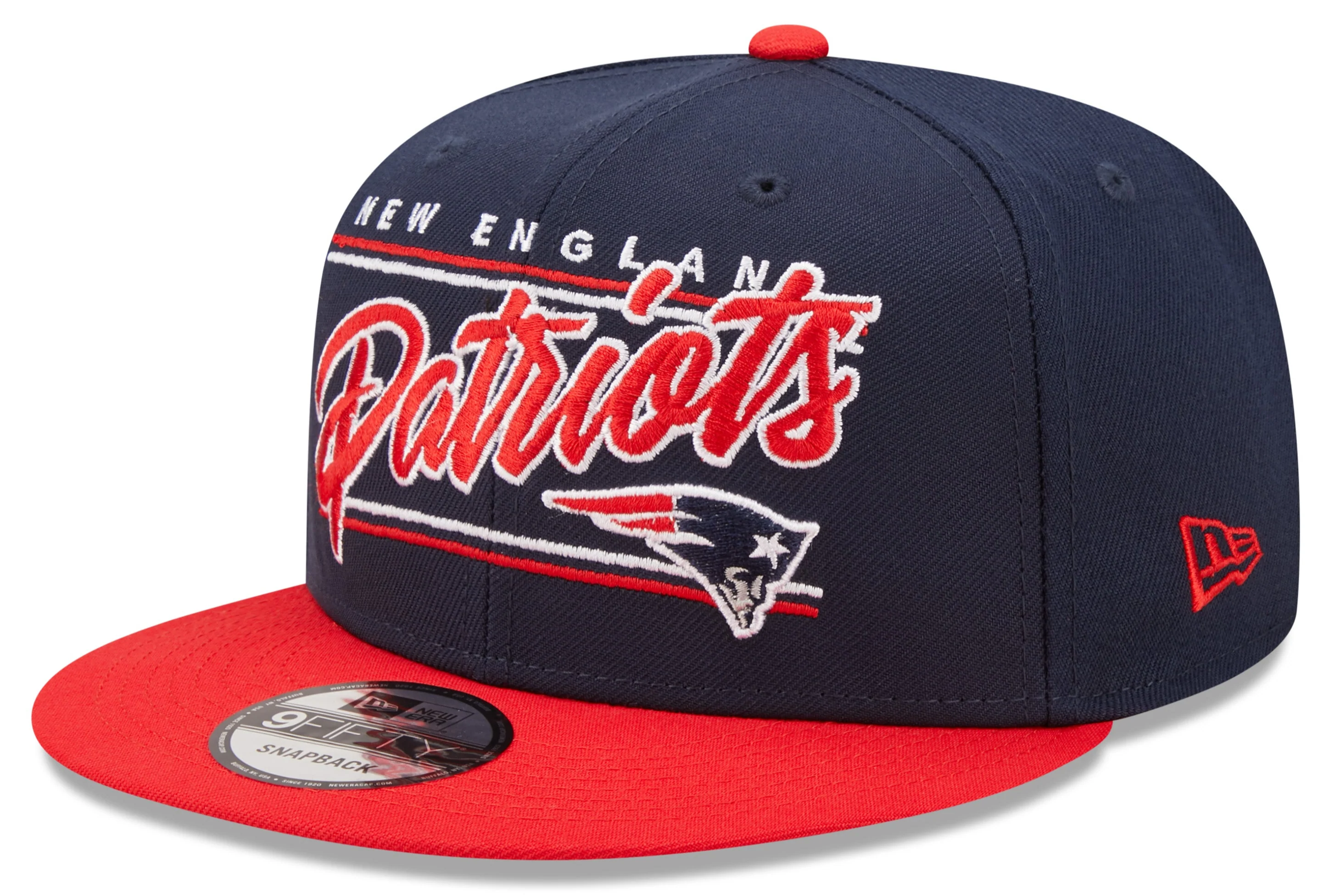 New England Patriots Primary Logo New Era Team Script 2 Tone 9FIFTY Snapback Hat