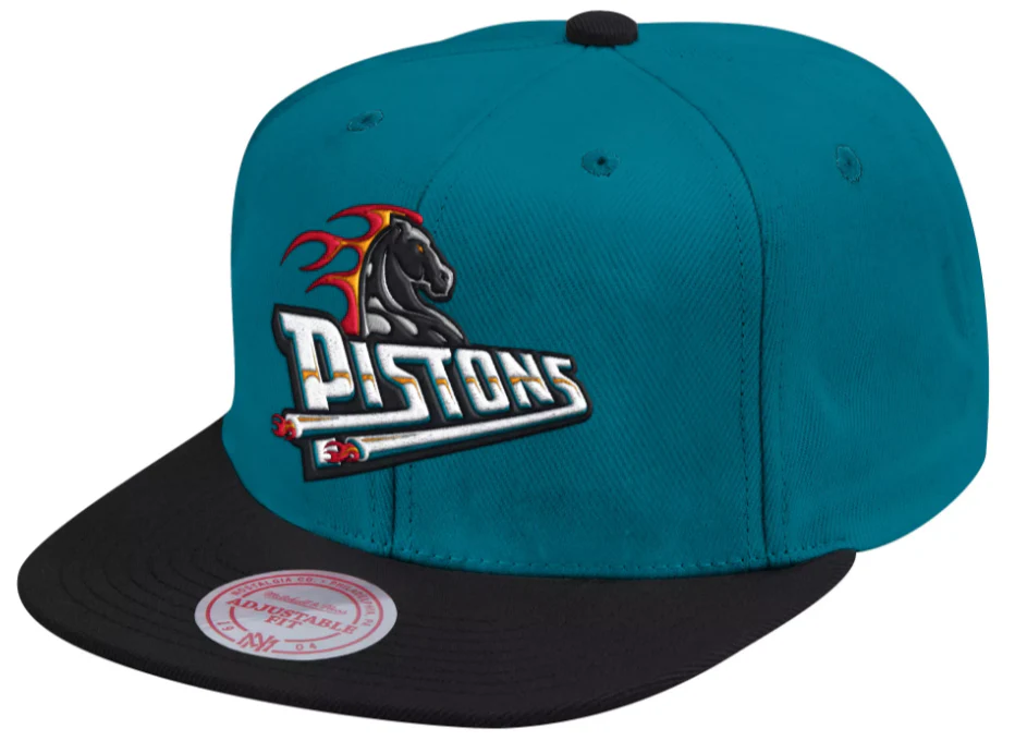 Men's Detroit Pistons Mitchell & Ness HWC Teal/Black Snapback Hat