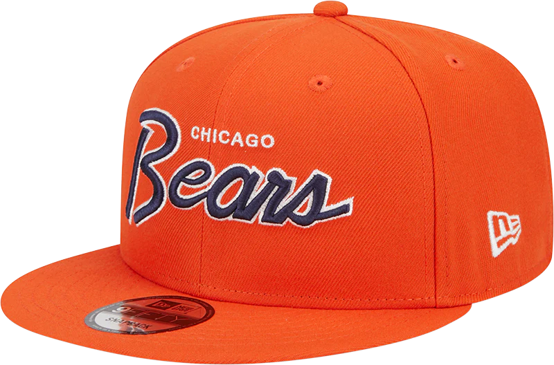 Chicago Bears New Era Orange Script 9FIFTY Adjustable Snapback Hat