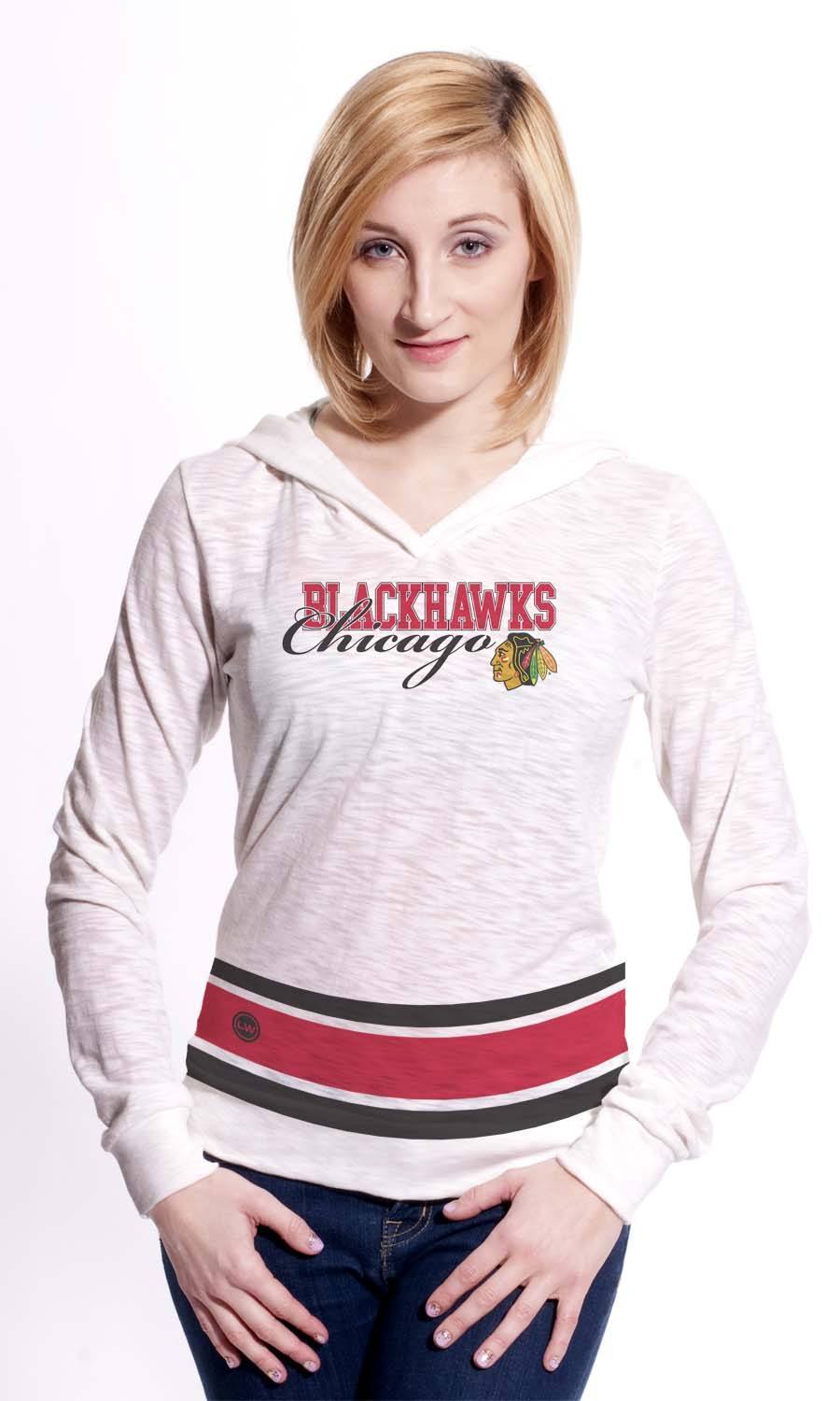 Chicago Blackhawks Women's Levelwear Outside The Lines Hooded Tee-Off White