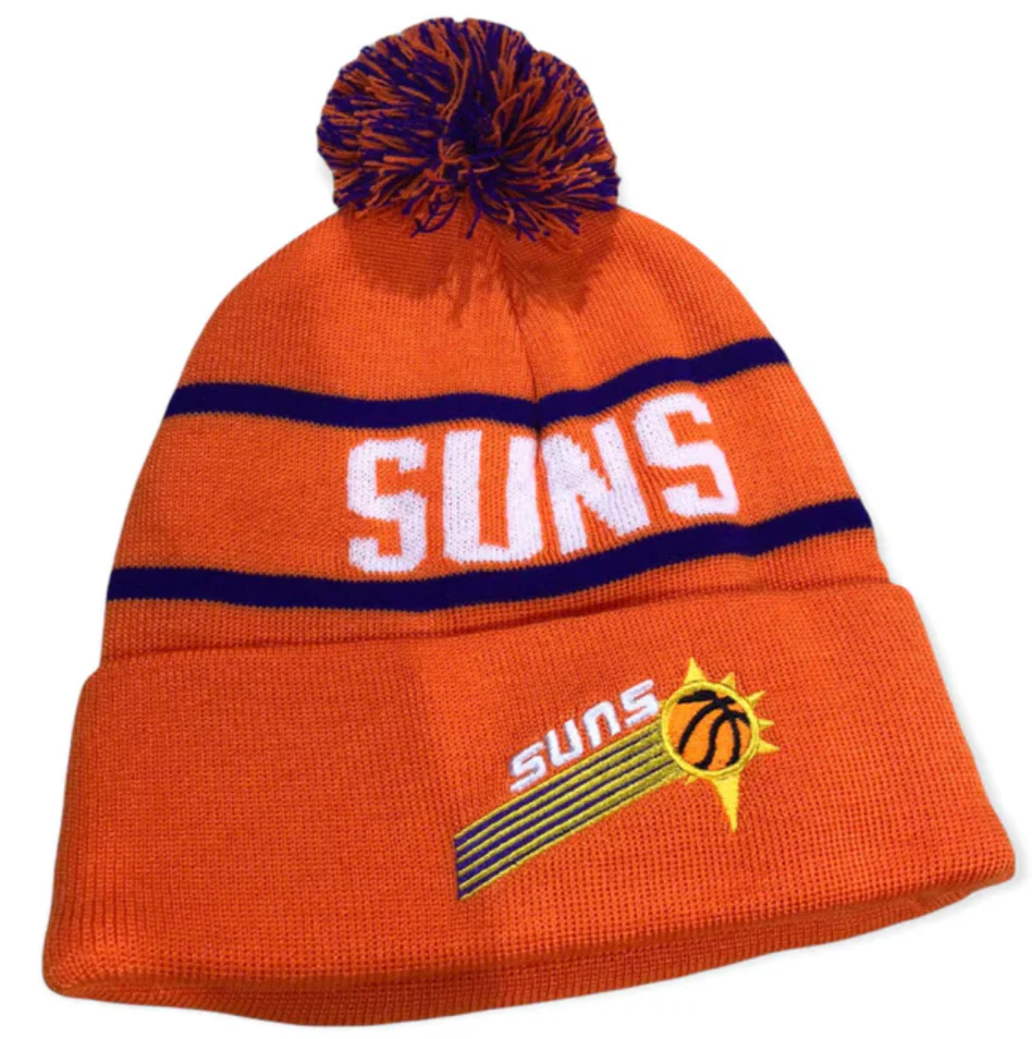 Phoenix Suns Mitchell & Ness NBA Reload 2.0 Orange Cuffed Pom Knit Hat