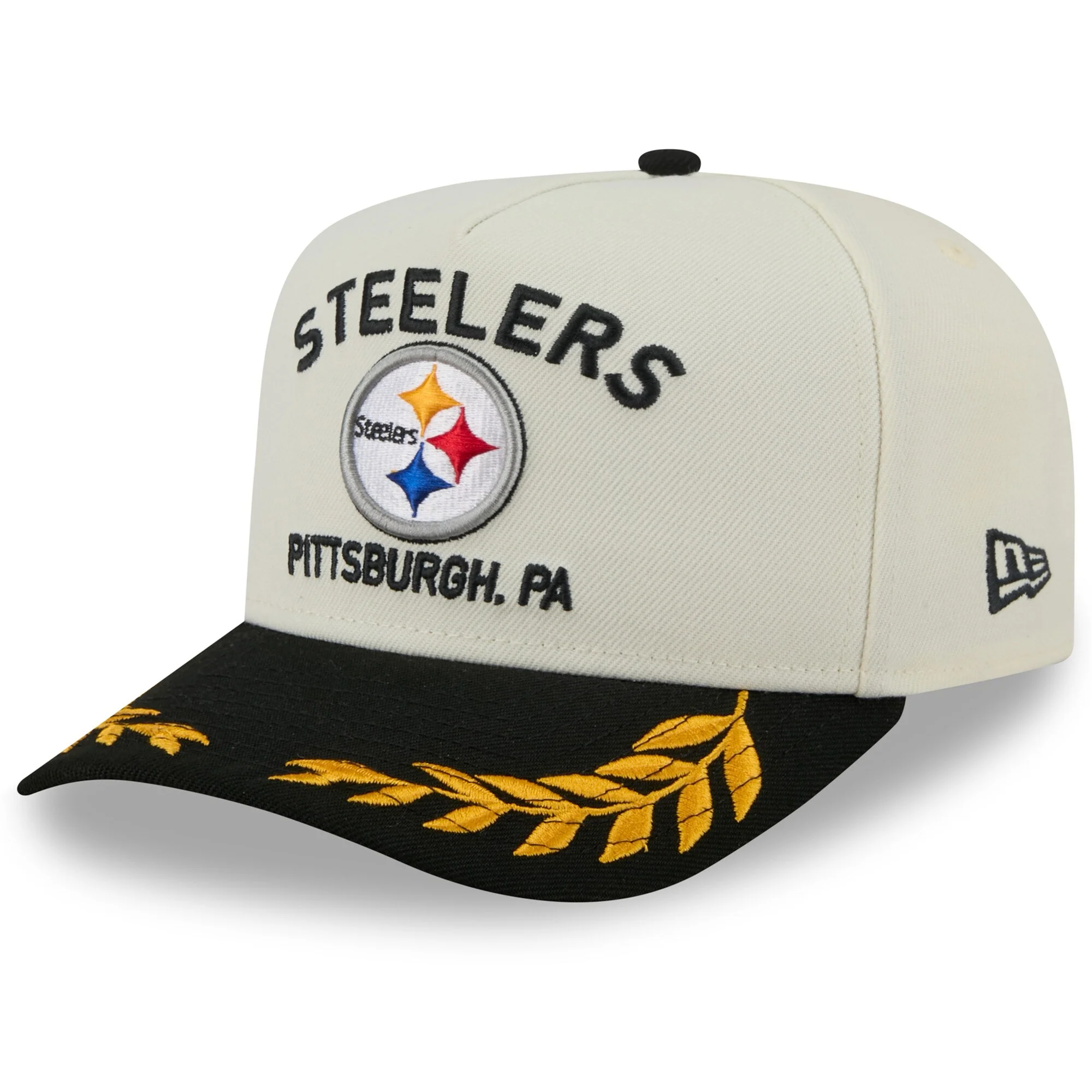 Men's Pittsburgh Steelers New Era 2025 NFL Draft Chrome A-Frame 9FIFTY Snapback Adjustable Hat