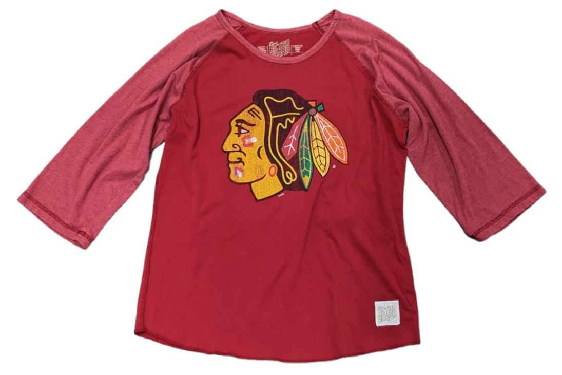 Women's Chicago Blackhawks Retro Brand Red 3/4 Sleeve Raglan Tee