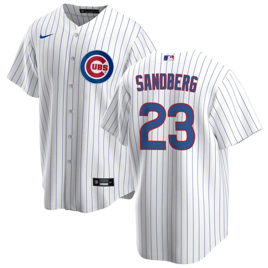 Men's Ryne Sandberg Chicago Cubs NIKE White Home Premium Twill Jersey