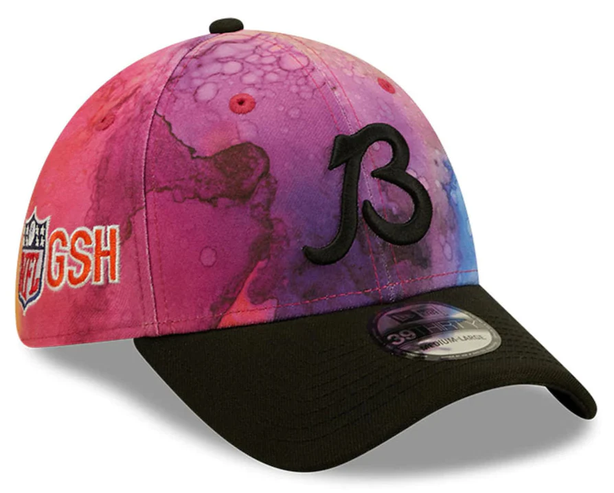 Men's Chicago Bears New Era Crucial Catch 2022 NFL Sideline B Logo Ink 39THIRTY Flex Hat