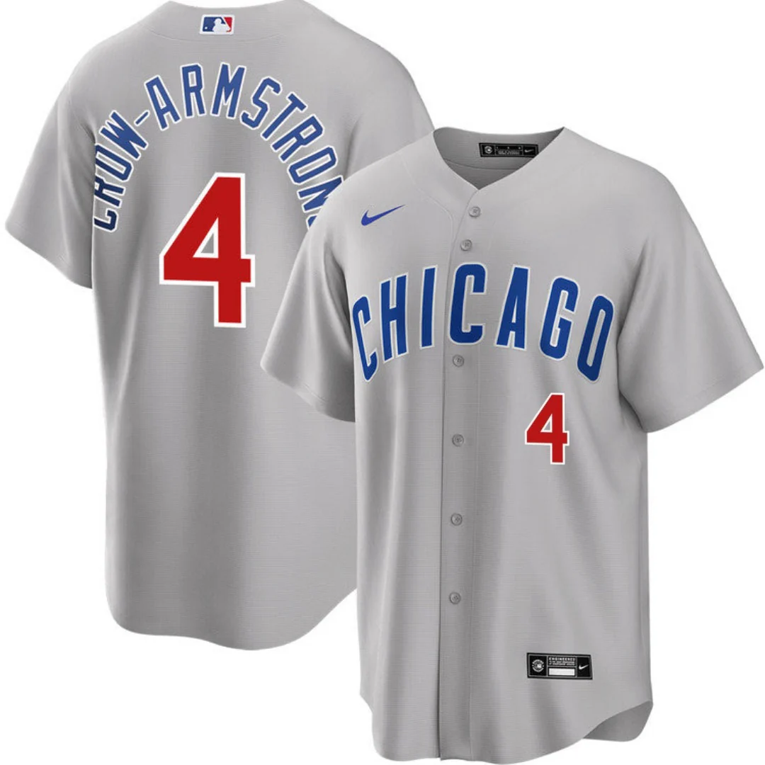 NIKE Men's Chicago Cubs Pete Crow-Armstrong #4 Road Gray Replica Jersey