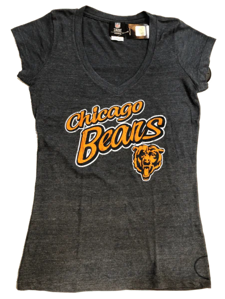 Womens Chicago Bears Cursive Script V-Neck Tee