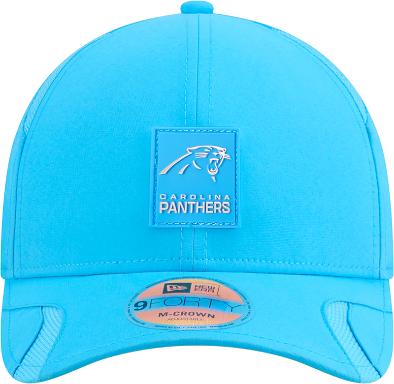 Men's Carolina Panthers New Era Brown 2025 NFL Sideline Heat 9FORTY M-Crown Adjustable Hat