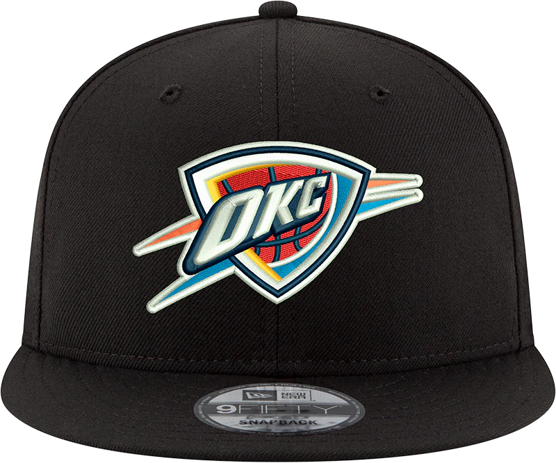 Men’s Oklahoma City Thunder Black 9FIFTY Snapback Hat By New Era