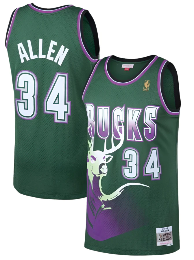 Youth Milwaukee Bucks Ray Allen Mitchell & Ness Kelly Green 1996-97 Hardwood Classics Swingman Jersey