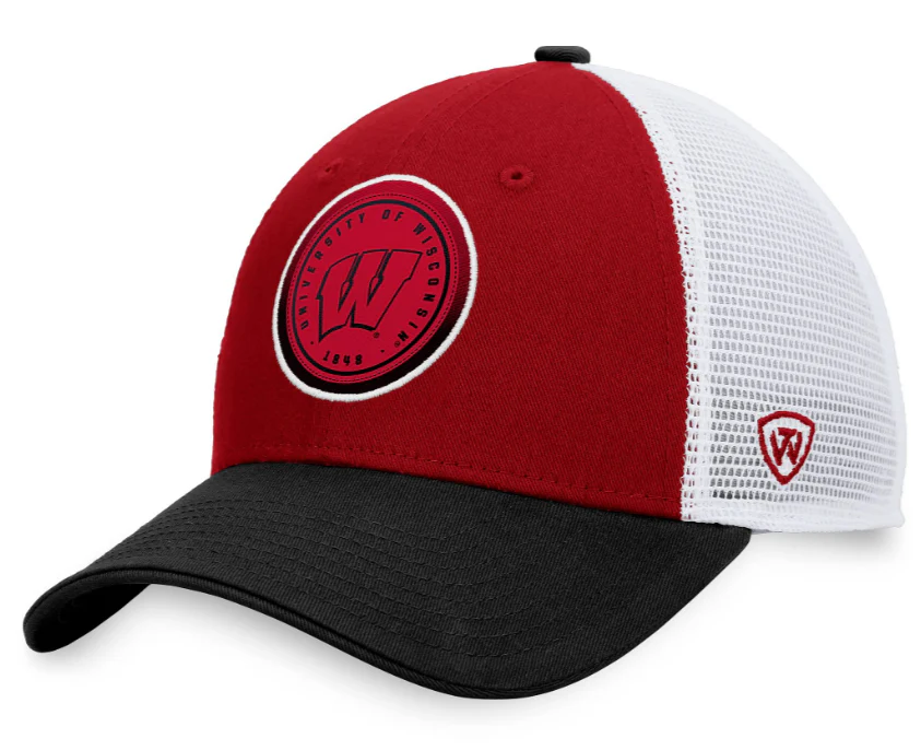 Top of the World Men's Wisconsin Badgers Red/White Iconic Adjustable Trucker Hat