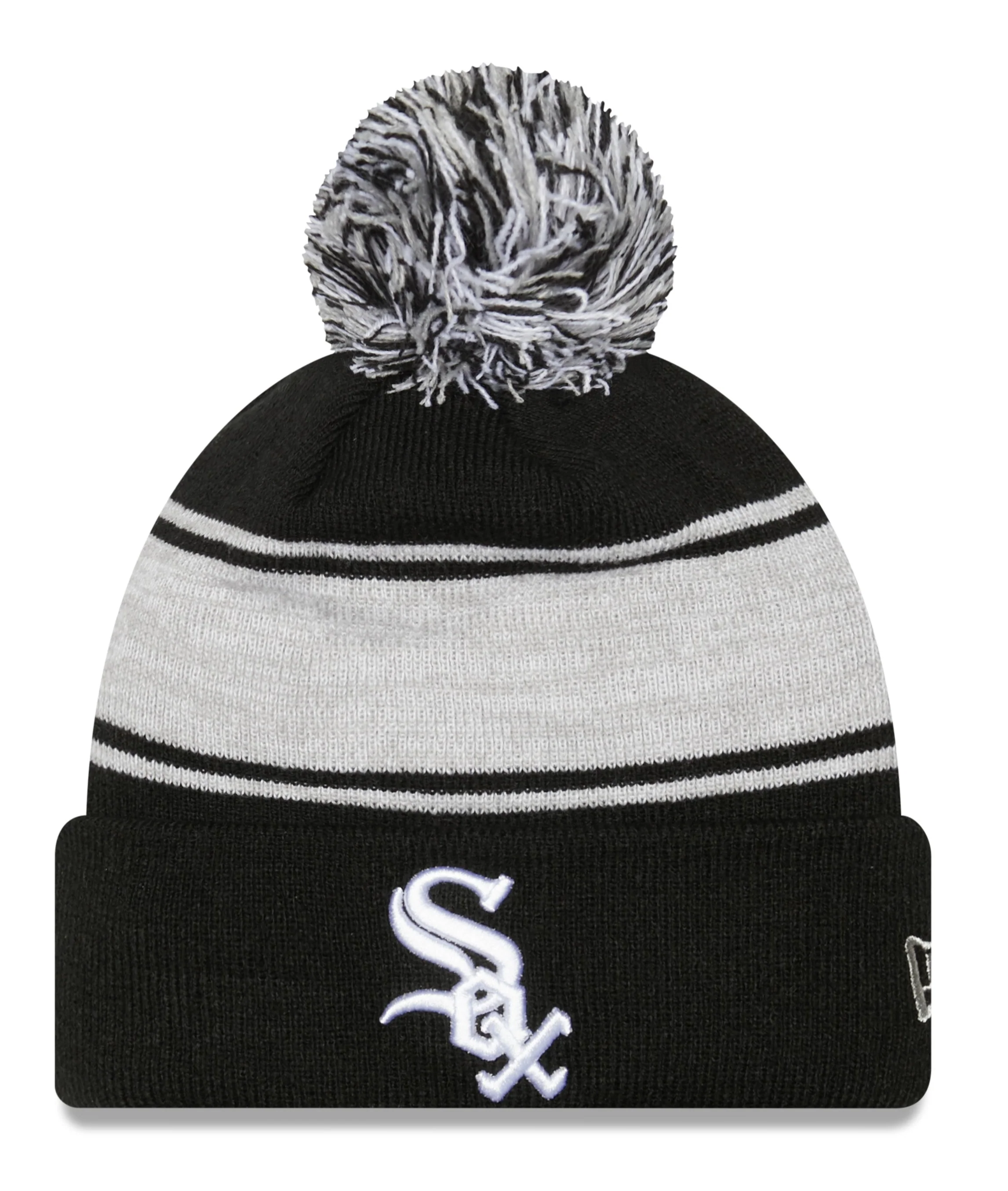 Chicago White Sox New Era Black Chilled Cuffed Pom Knit Hat